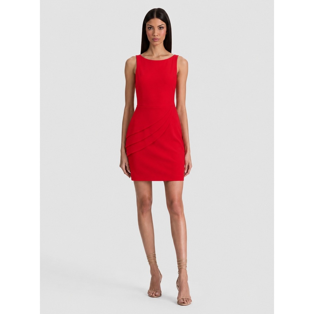 Alice + Olivia Red Sleeveless Tiered Ruffle Mini Cocktail Dress Size 10 NEW $396